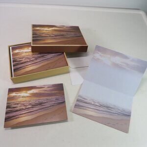 ocean coastal sunset beach note cards with decorative box